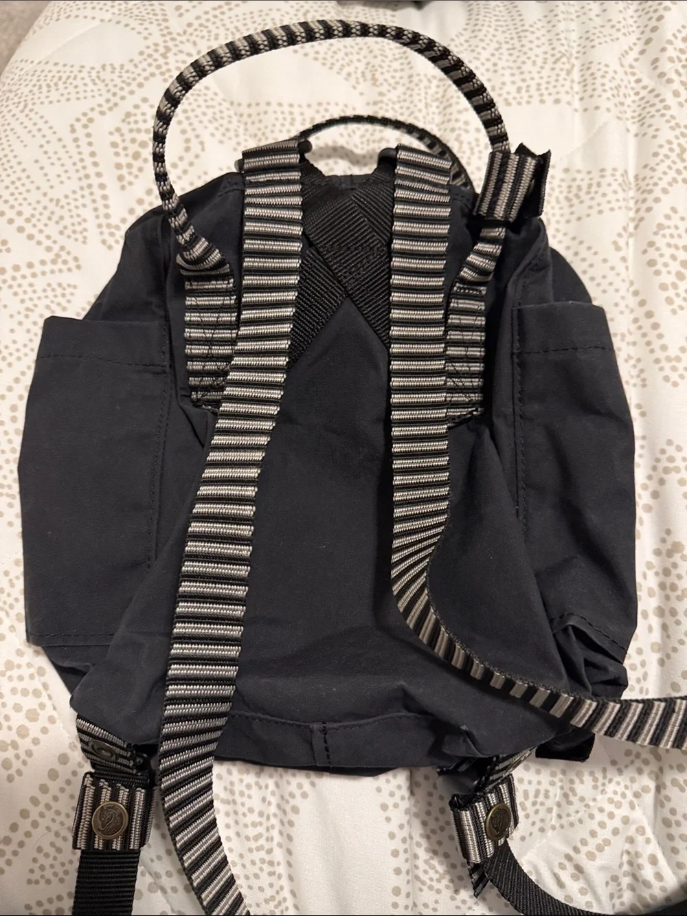 Fjallraven Kanken Mini Backpack Black with stripes